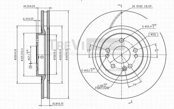 Disque de frein TREVI AUTOMOTIVE BD1121