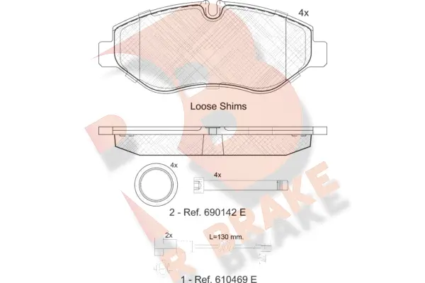 Kit de plaquettes de frein, frein à disque R BRAKE RB1832-203