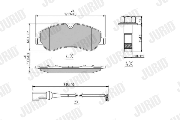 Kit de plaquettes de frein, frein à disque JURID 573690J