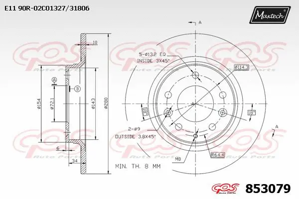 Disque de frein MAXTECH 853079