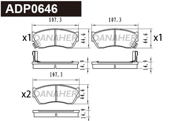 Kit de plaquettes de frein, frein à disque DANAHER ADP0646