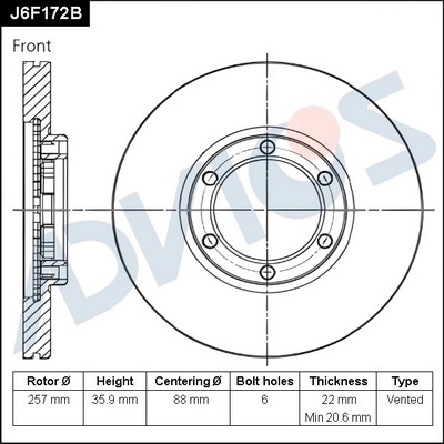 Disque de frein ADVICS J6F172B