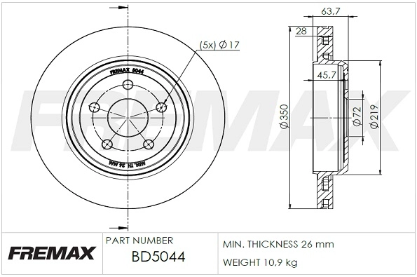 Disque de frein FREMAX BD-5044