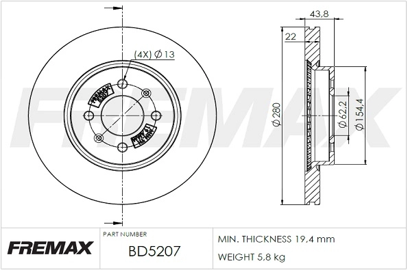 Disque de frein FREMAX BD-5207