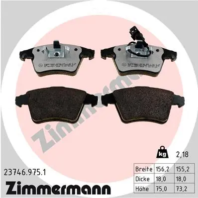 Kit de plaquettes de frein, frein à disque ZIMMERMANN 23746.975.1