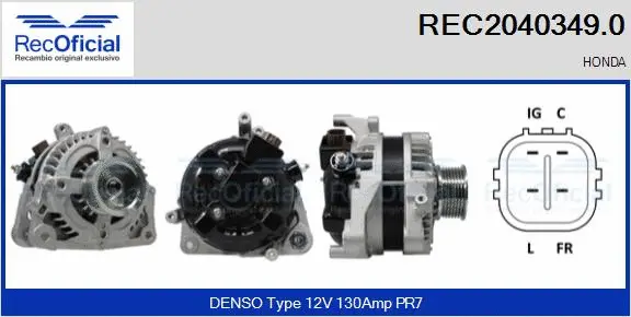 Alternateur RECOFICIAL REC2040349.0