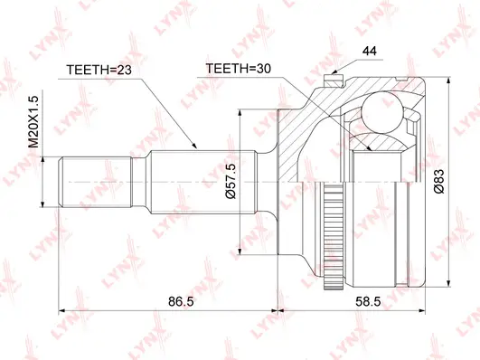 Jeu de joints, arbre de transmission LYNXAUTO CO-6322A