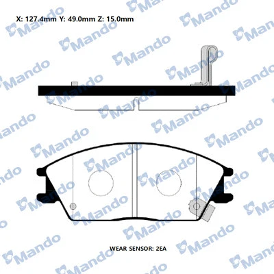 Kit de plaquettes de frein, frein à disque MANDO RMPH01NS