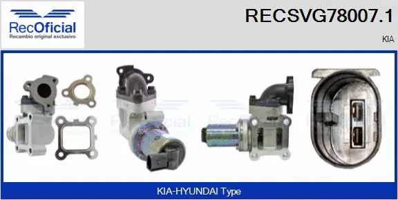 Vanne EGR RECOFICIAL RECSVG78007.1