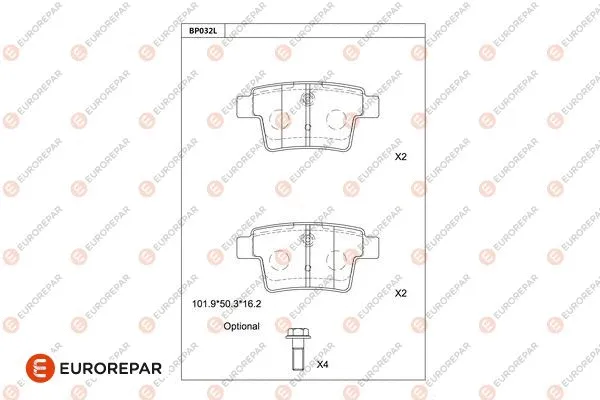Kit de plaquettes de frein, frein à disque EUROREPAR 1681210780