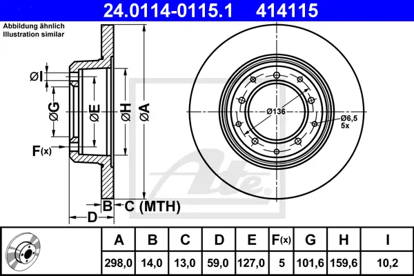 Disque de frein ATE-APAC 24.0114-0115.1
