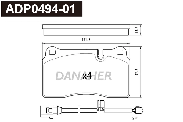 Kit de plaquettes de frein, frein à disque DANAHER ADP0494-01