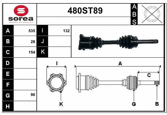 Arbre de transmission STARTCAR 480ST89