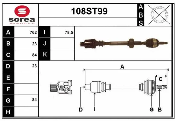 Arbre de transmission STARTCAR 108ST99