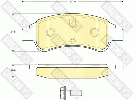 Kit de plaquettes de frein, frein à disque GIRLING 6116234