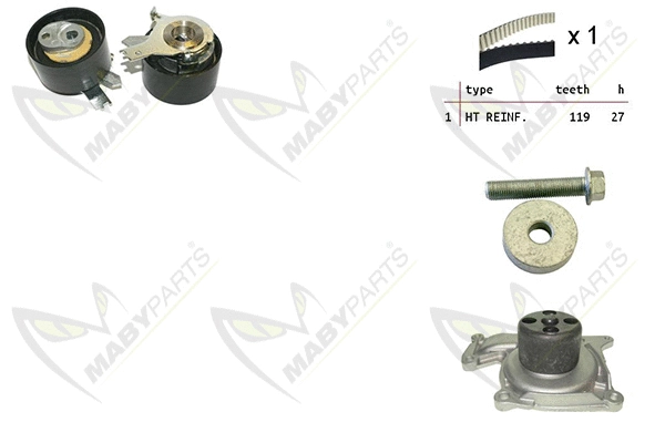 Pompe à eau + kit de courroie crantée MABYPARTS OBKWP0136