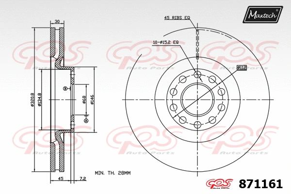 Disque de frein MAXTECH 871161
