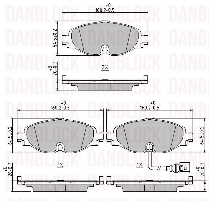 Kit de plaquettes de frein, frein à disque DANBLOCK DB 511142