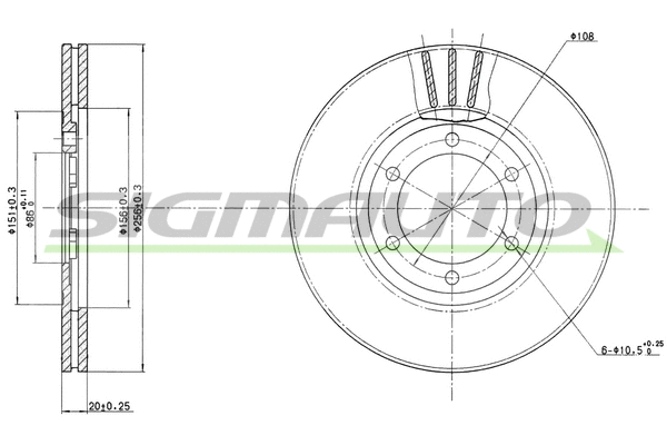Disque de frein SIGMAUTO DBA357V