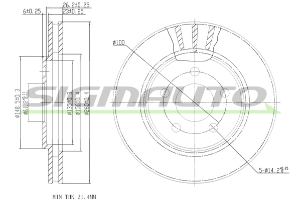 Disque de frein SIGMAUTO DBB407V