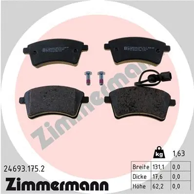 Kit de plaquettes de frein, frein à disque ZIMMERMANN 24693.175.2