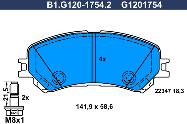 Kit de plaquettes de frein, frein à disque GALFER B1.G120-1754.2