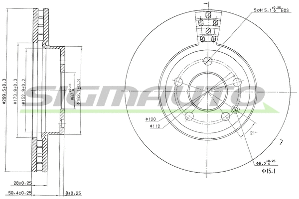 Disque de frein SIGMAUTO DBB203V
