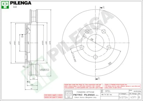 Disque de frein PILENGA V371