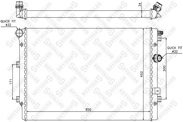 Radiateur, refroidissement du moteur STELLOX 10-25412-SX