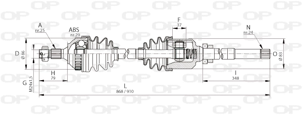 Arbre de transmission OPEN PARTS DRS6045.00