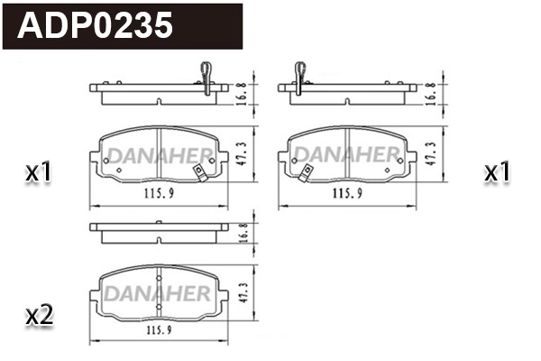 Kit de plaquettes de frein, frein à disque DANAHER ADP0235