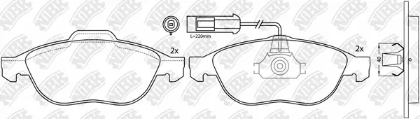 Kit de plaquettes de frein, frein à disque NiBK PN0127W