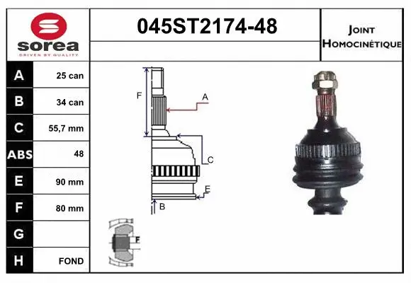 Jeu de joints, arbre de transmission STARTCAR 045ST2174-48