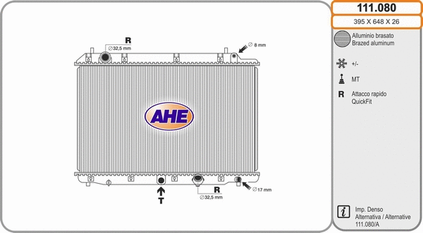 Radiateur, refroidissement du moteur AHE 111.080