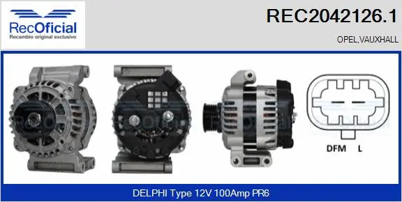 Alternateur RECOFICIAL REC2042126.1