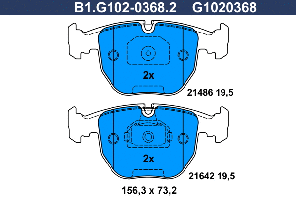Kit de plaquettes de frein, frein à disque GALFER B1.G102-0368.2