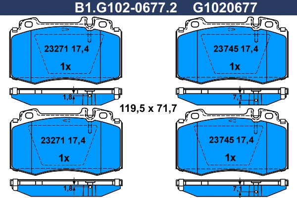 Kit de plaquettes de frein, frein à disque GALFER B1.G102-0677.2