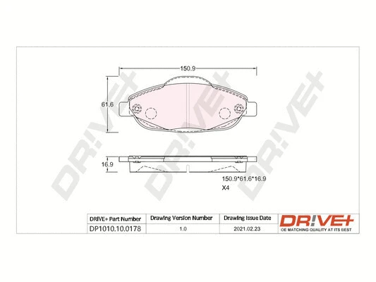 Kit de plaquettes de frein, frein à disque Dr!ve+ DP1010.10.0178