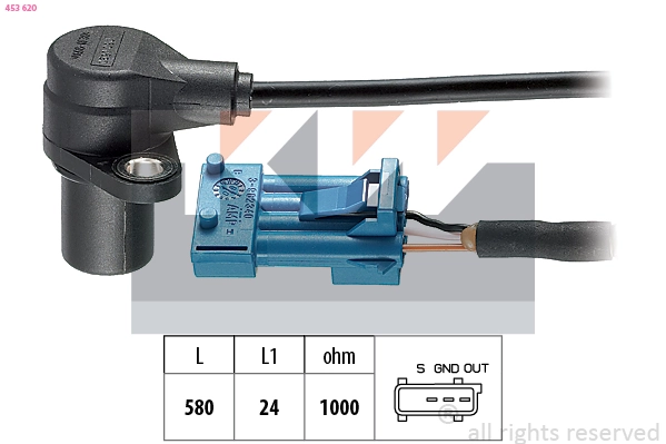 Capteur, vitesse de rotation du moteur KW 453 620