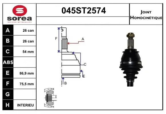 Jeu de joints, arbre de transmission STARTCAR 045ST2574