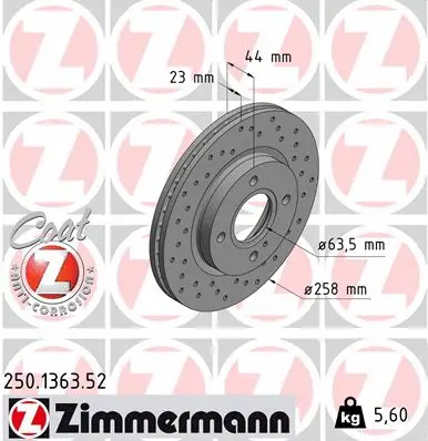 Disque de frein ZIMMERMANN 250.1363.52