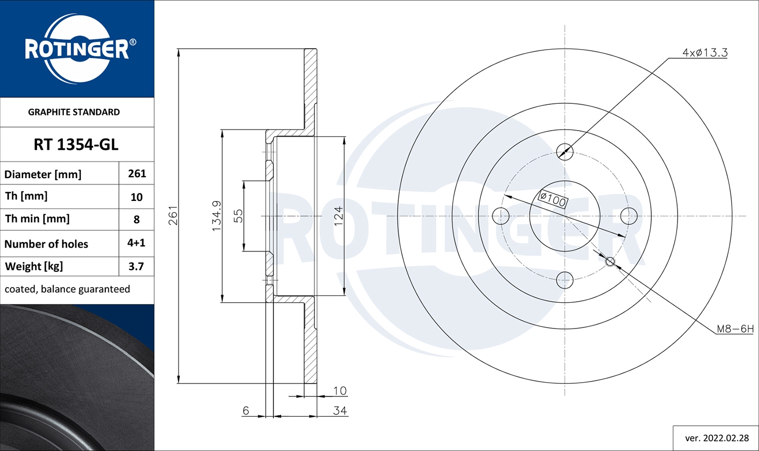 Disque de frein ROTINGER RT 1354-GL