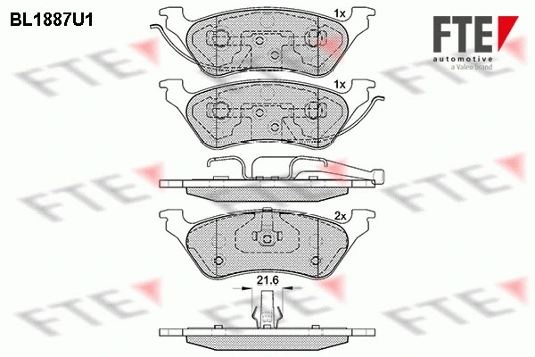 Kit de plaquettes de frein, frein à disque FTE 9010472