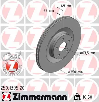 Disque de frein ZIMMERMANN 250.1395.20