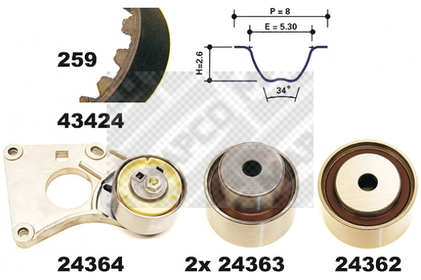 Kit de courroie crantée MAPCO 23424