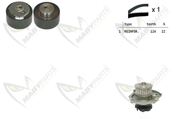 Pompe à eau + kit de courroie crantée MABYPARTS OBKWP0073