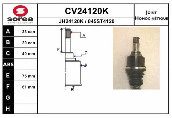 Jeu de joints, arbre de transmission EAI CV24120K