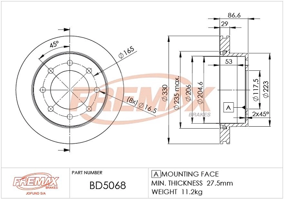 Disque de frein FREMAX BD-5068