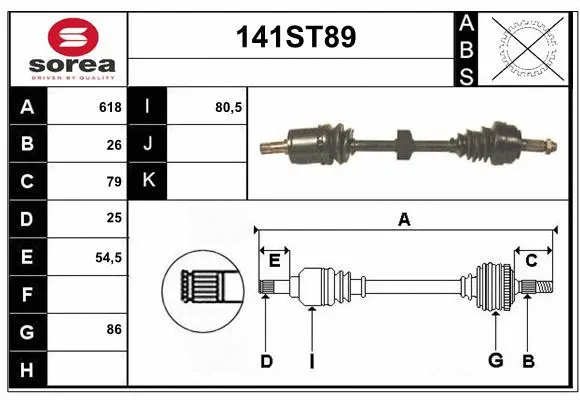 Arbre de transmission STARTCAR 141ST89