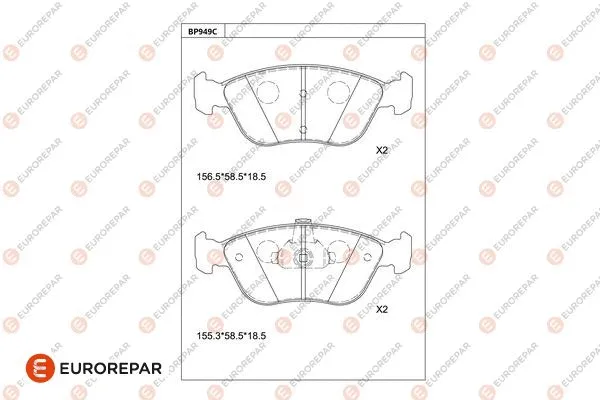 Kit de plaquettes de frein, frein à disque EUROREPAR 1681276880